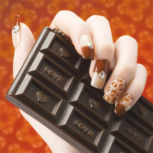 ブラウン×ヒョウ柄×バレンタインネイル