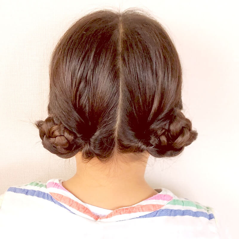 浴衣に合う子供の髪型【2023女の子】：ツイン団子